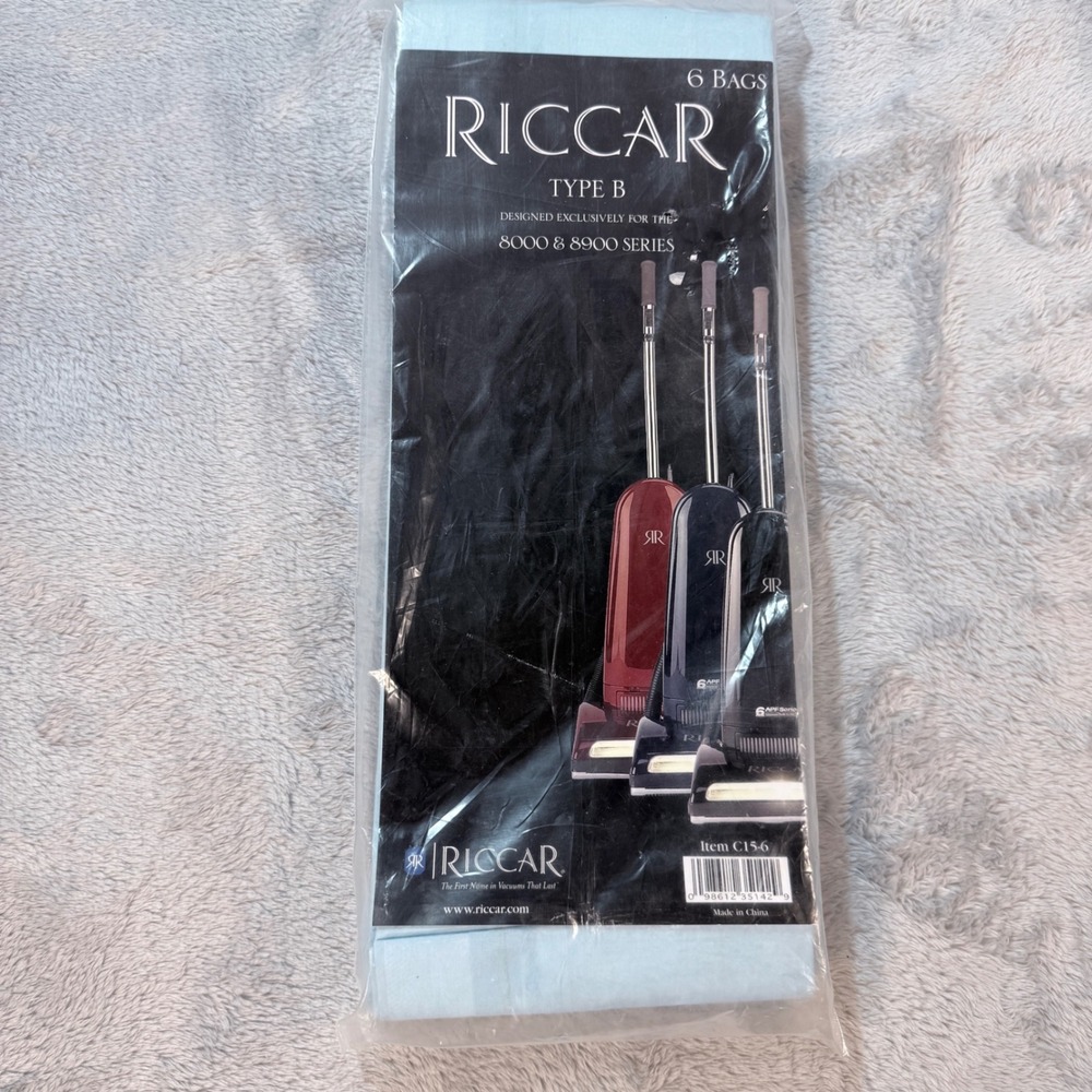 Riccar Type B Vacuum Cleaner Bags 6‎ Bags Item C15-6 for 8000 8900 Series